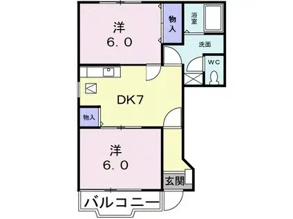 COMODO旭(2DK/1階)の間取り写真