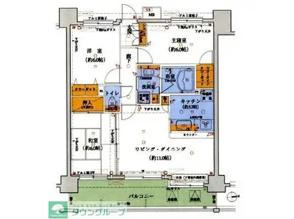 ロジュマン北綾瀬しょうぶ沼公園(3LDK/9階)の間取り写真