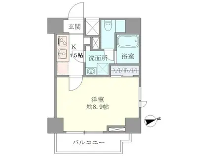 マインズ・コム白金(1K/9階)の間取り写真