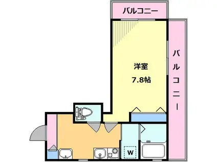エクセル下馬(1K/3階)の間取り写真