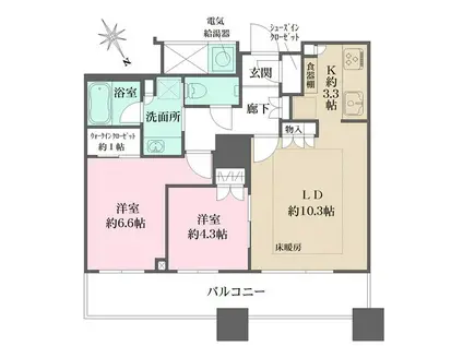 ザ・パークハウス西新宿タワー60(2LDK/54階)の間取り写真