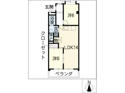 テパーミントカジカワ(2LDK/1階)の間取り写真
