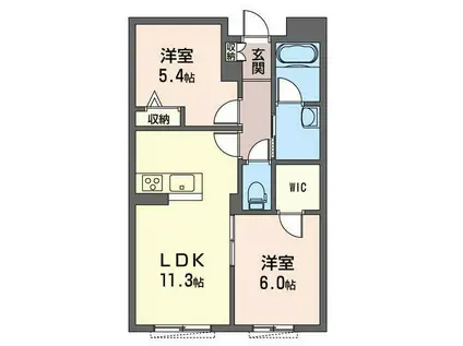 アルフラット湘南(2LDK/2階)の間取り写真
