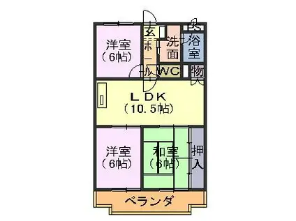 アイカピア植田(3LDK/3階)の間取り写真