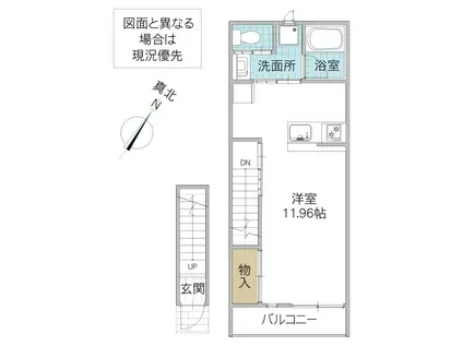 レーガベーネ渡里(ワンルーム/2階)の間取り写真