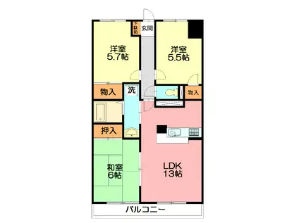 フローレンスユー(3LDK/1階)の間取り写真