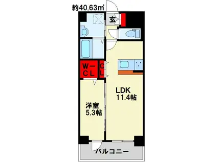 サンビーム三萩野駅前(1LDK/2階)の間取り写真
