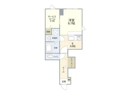 ユーゲント(ワンルーム/1階)の間取り写真