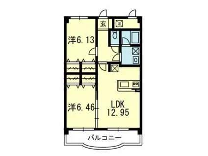 シャローム美咲野 弐番館(2LDK/2階)の間取り写真