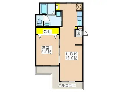 トレフールU(1LDK/3階)の間取り写真