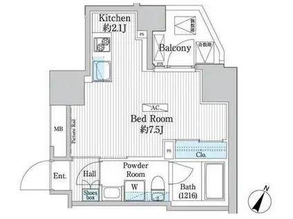 グランハイツ曙橋(1K/4階)の間取り写真