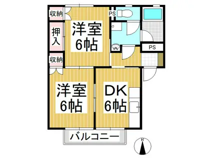 ラフィネM(2DK/1階)の間取り写真