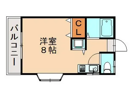 コーポエクセレント三宅Ⅱ(1K/1階)の間取り写真