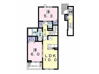 メゾン ド ノアール(2LDK/2階)の間取り写真