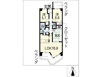 メイツ巽ヶ丘203号(3LDK/2階)の間取り写真