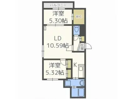 レガリア澄川(2LDK/2階)の間取り写真