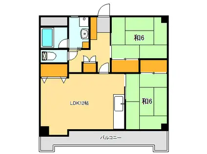カーサ庄和(2LDK/4階)の間取り写真
