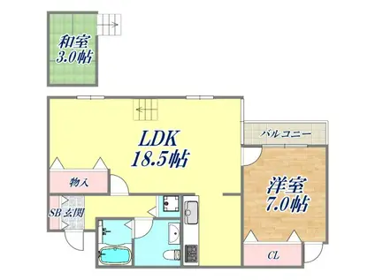 パレ武庫之荘本町(1LDK/5階)の間取り写真
