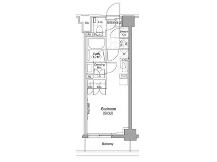 ザ・パークハビオ新宿(ワンルーム/2階)の間取り写真
