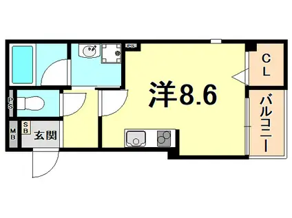 THE ユアサホーム(ワンルーム/3階)の間取り写真