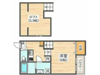 マリンエンジェル(1SK/2階)の間取り写真