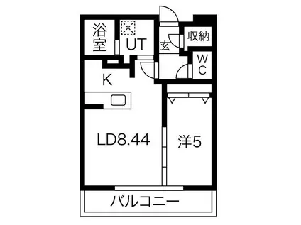 ジュノール手稲(1LDK/5階)の間取り写真
