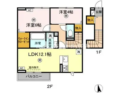 アベリア(2LDK/2階)の間取り写真