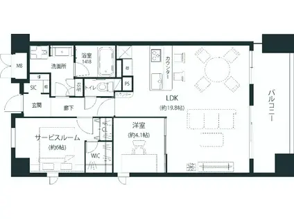 195-GA(1SLDK/13階)の間取り写真