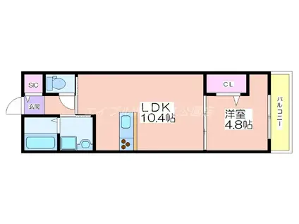 サニーコート西加賀屋(1LDK/3階)の間取り写真