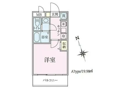 グランソフィア長津田駅前(1K/2階)の間取り写真
