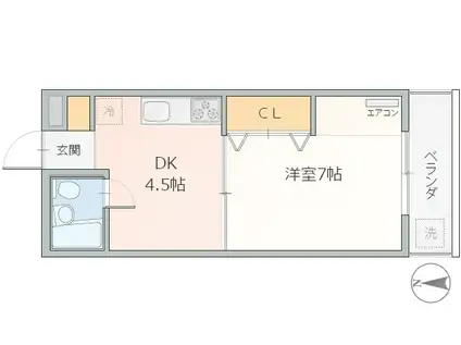 サンハイツ学園(1DK/1階)の間取り写真