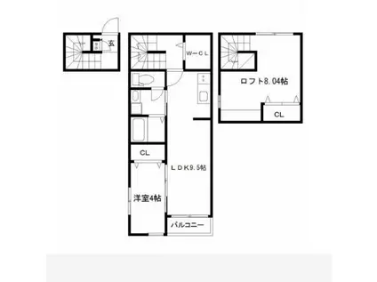 JULIAII(1LDK/2階)の間取り写真