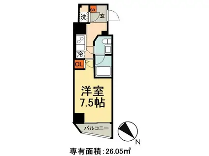 S-RESIDENCE蔵前(1K/3階)の間取り写真