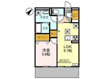 フロレゾン醍醐(1LDK/1階)の間取り写真