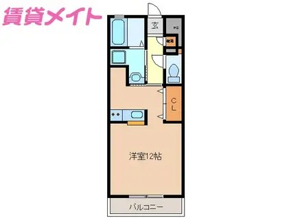 GARNISH II(ワンルーム/3階)の間取り写真