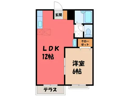 ニューシティーA(1LDK/1階)の間取り写真