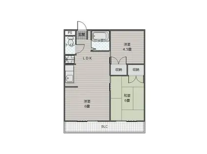 レジデンス光和N104棟(2LDK/1階)の間取り写真