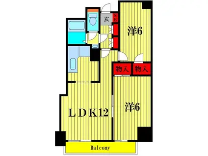 PRISM COURT綾瀬(2LDK/5階)の間取り写真