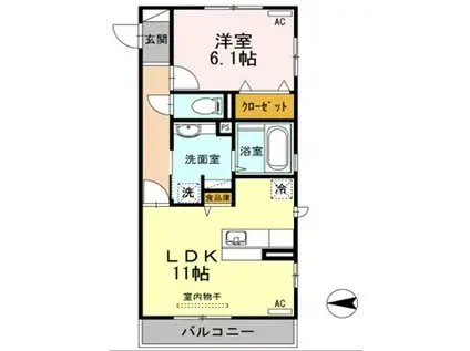 アルページュ大森 C棟(1LDK/2階)の間取り写真