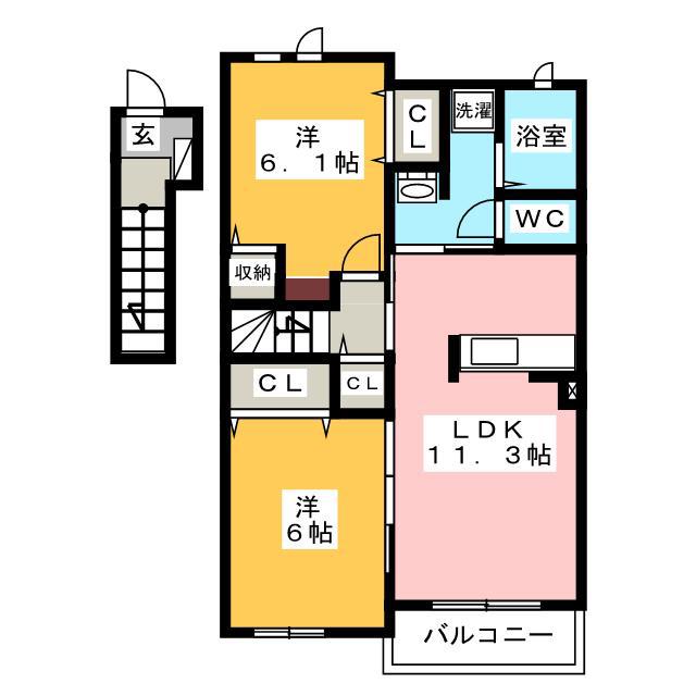 メゾン アンジュ(2LDK/2階)の間取り写真
