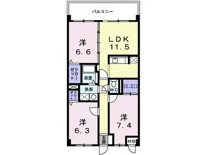 オーブ木太(3LDK/1階)の間取り写真