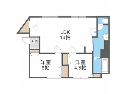 アイシステムビル(2LDK/2階)の間取り写真