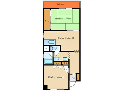 清水ビル(2DK/3階)の間取り写真