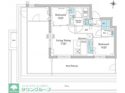 スタイリオ池上サウス(2LDK/4階)の間取り写真