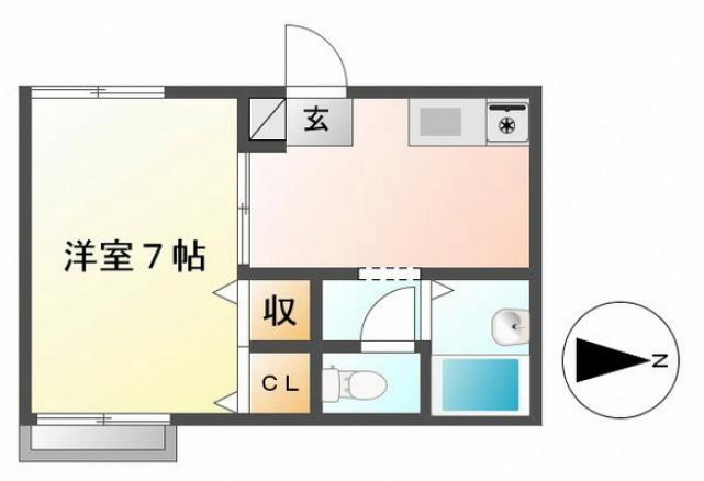 グランドール壱番館(1K/2階)の間取り写真