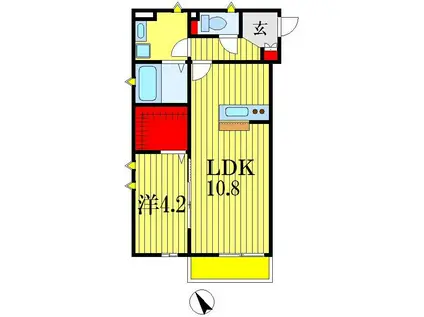 フェリシティ(1LDK/2階)の間取り写真