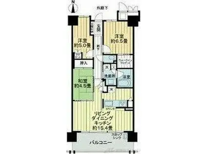 ライオンズマンション南千里佐竹台グランハートスカイヴィラ(3LDK/6階)の間取り写真