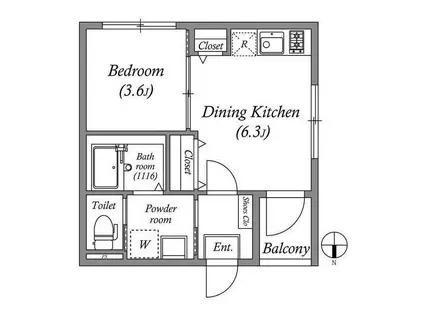 ハーモニーテラス小路東IV(1DK/1階)の間取り写真