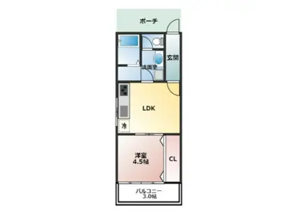 ビタミンテラス新神戸(1LDK/1階)の間取り写真