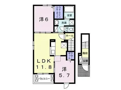 ラフレシール(2LDK/2階)の間取り写真